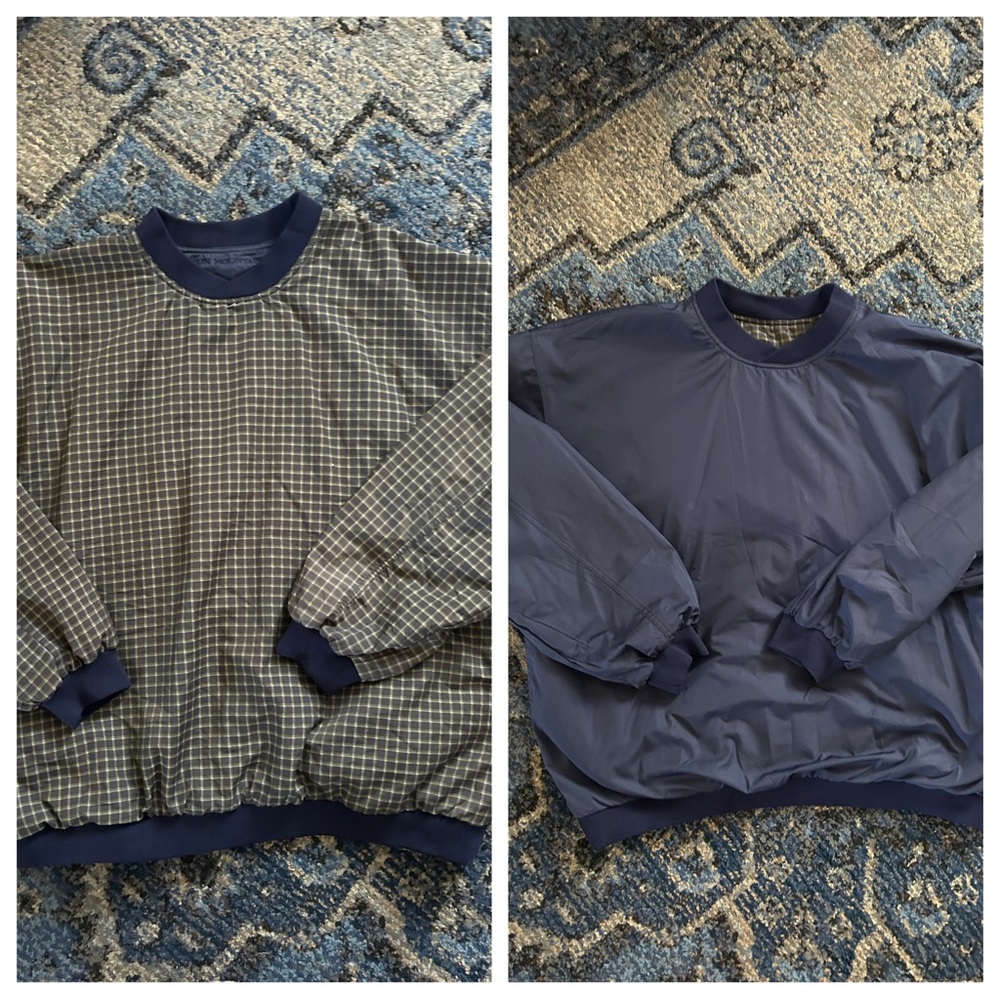 Sun Mountain Navy Plaid, Reversible, Golf, Pullov… - image 1